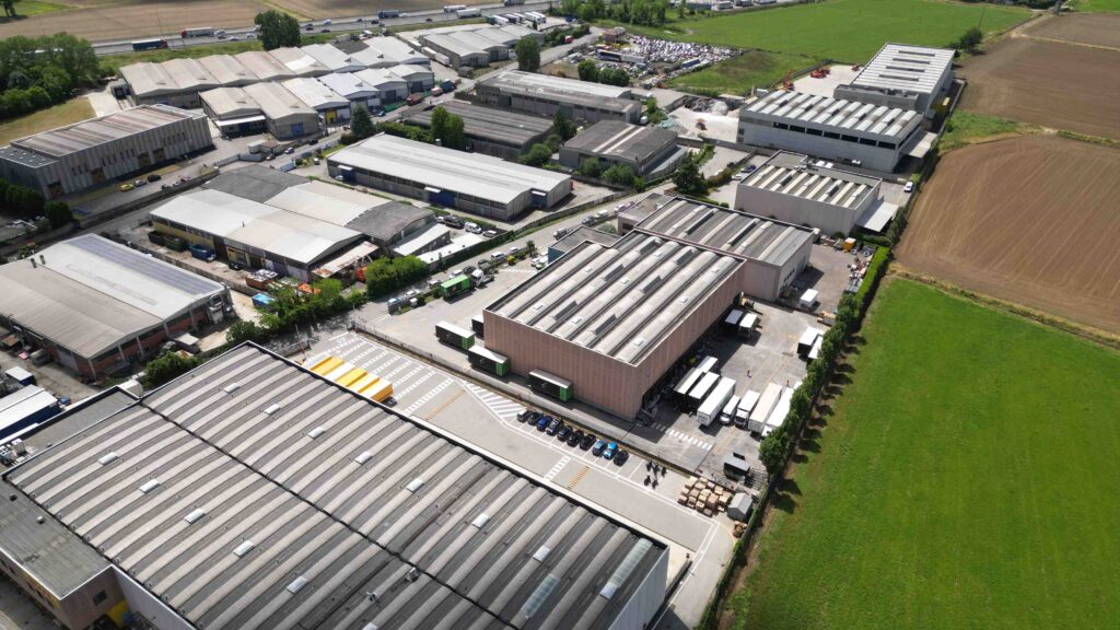 Industrial Panorama: An expansive aerial view reveals an industry